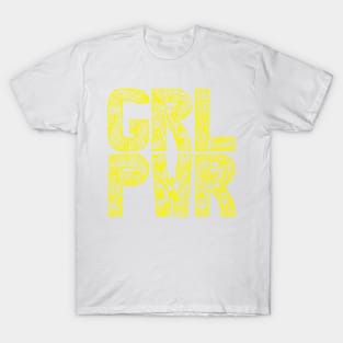 Floral girlpower text in yellow T-Shirt